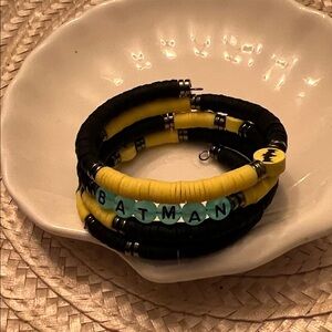 Hand Crafted Batman Themed Black and Yellow Bracelet